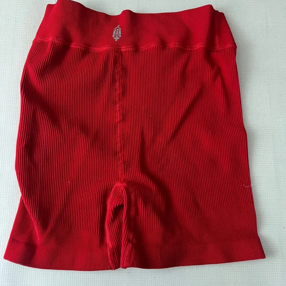 Free People Movement Ribbed V-Waist Shorts Women S/P Red Athletic Gym